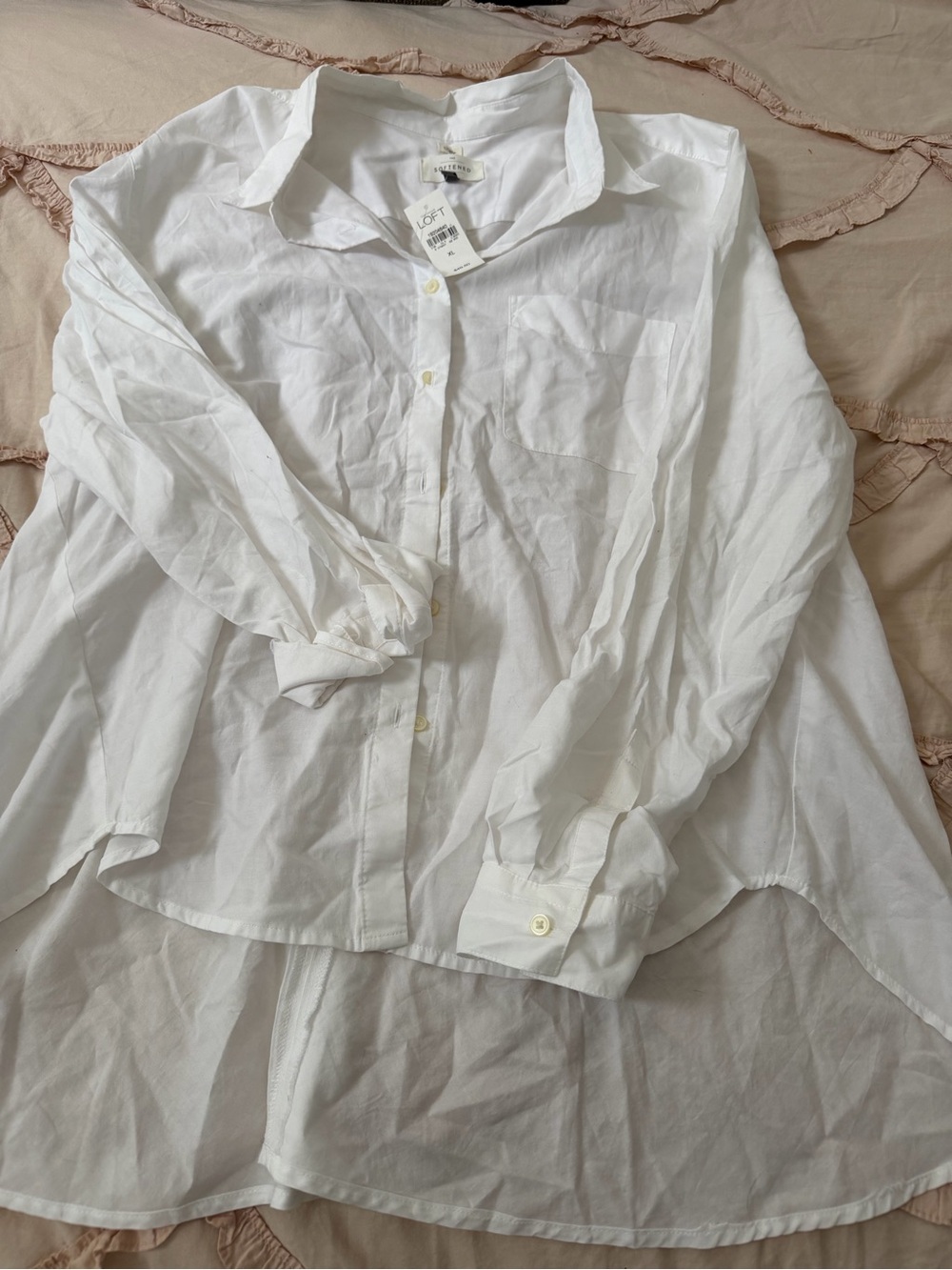 LOFT White Softened Button-Up Shirt NWT